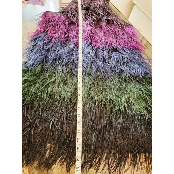 Cynthia Rowley Ivy Ombre Ostrich Feather Dress Sz M RETAIL $795 NWT - Picture 7 of 10